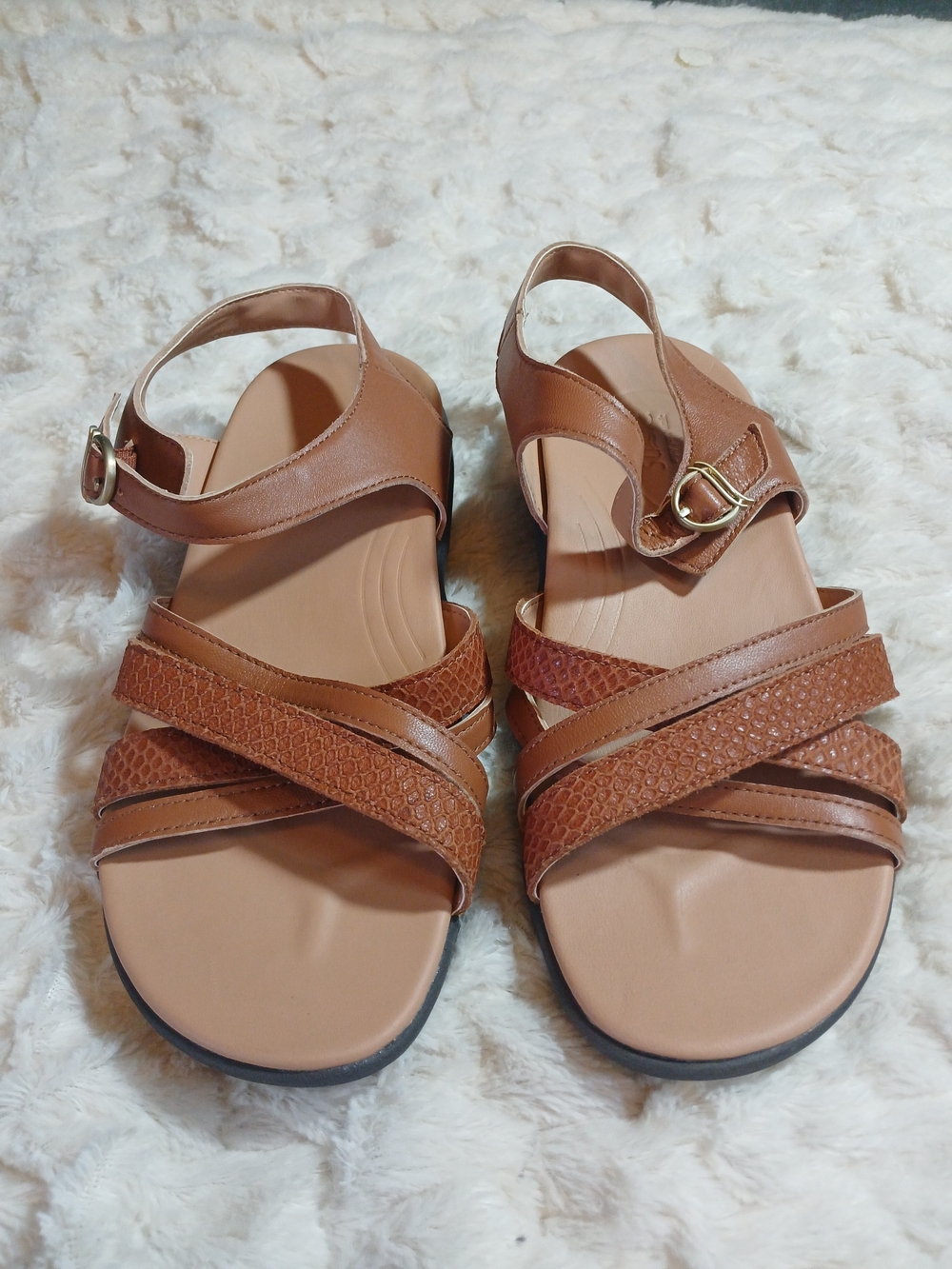 Strole Womens Brown Leather Strappy Sandals Size 8